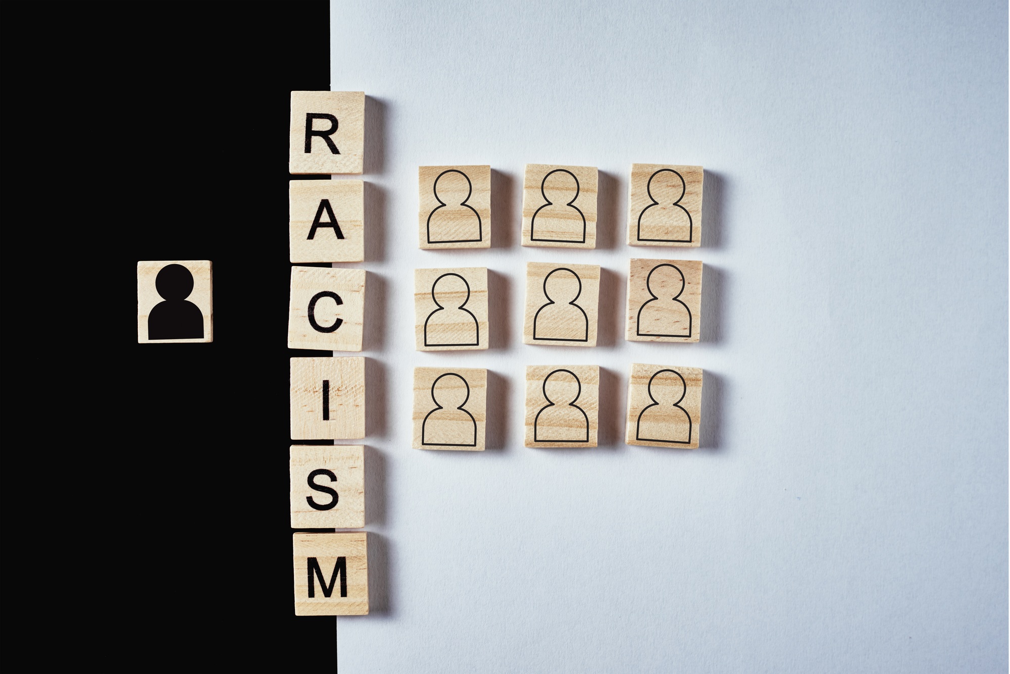 Concept of racism and misunderstanding between people, prejudice and discrimination.