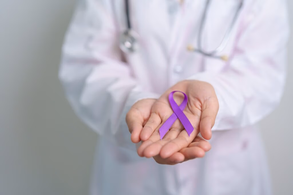 purple Ribbon for Violence, Pancreatic, Esophageal