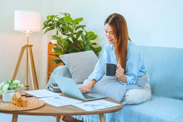 Asian young woman working from home
