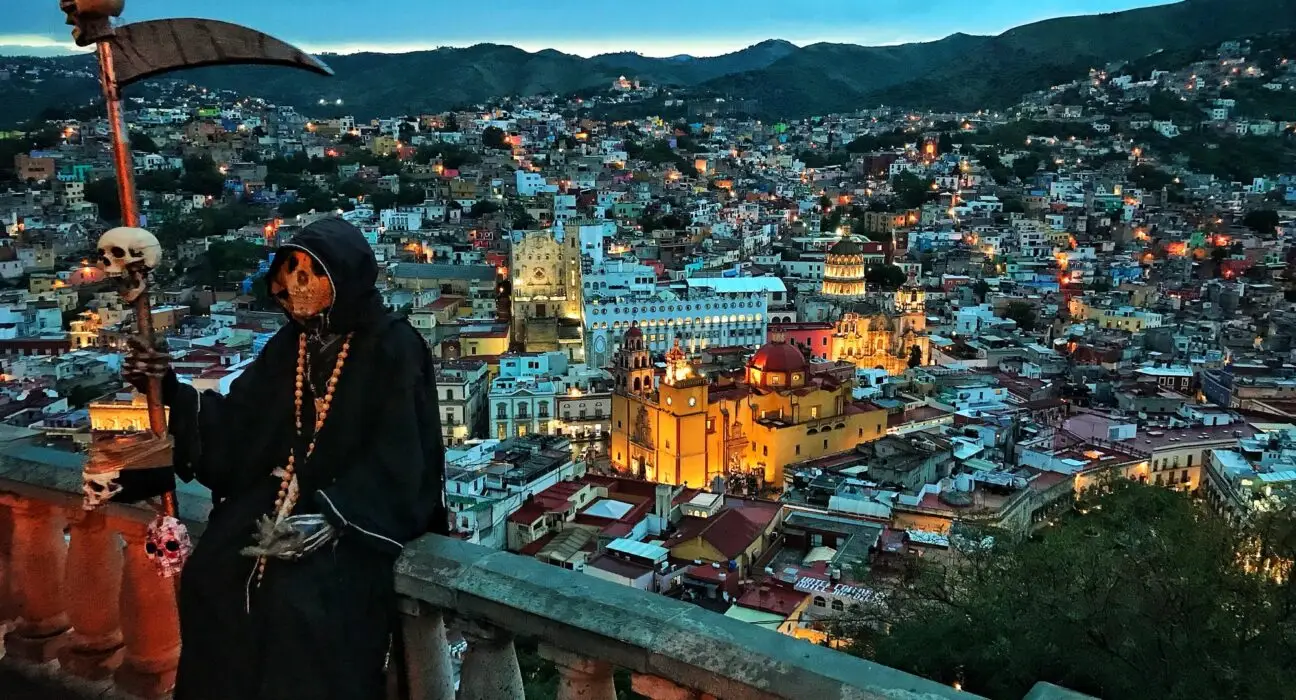 Death overlooking the city of Guanajuato Mexico