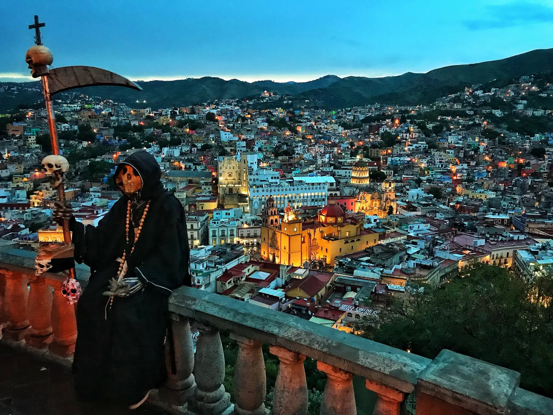 Death overlooking the city of Guanajuato Mexico