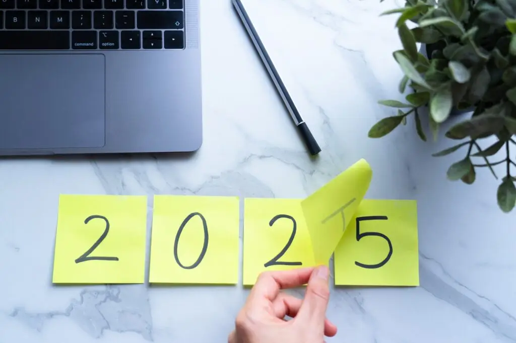 Change of year 2024 to 2025. New year goals. Work goals