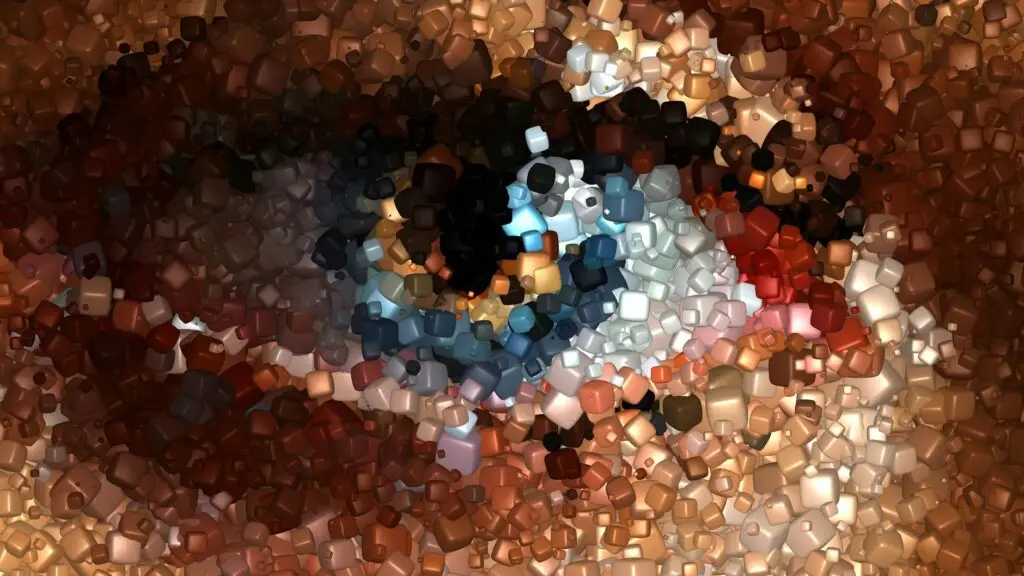 colorful abstract eye artwork with geometric pattern