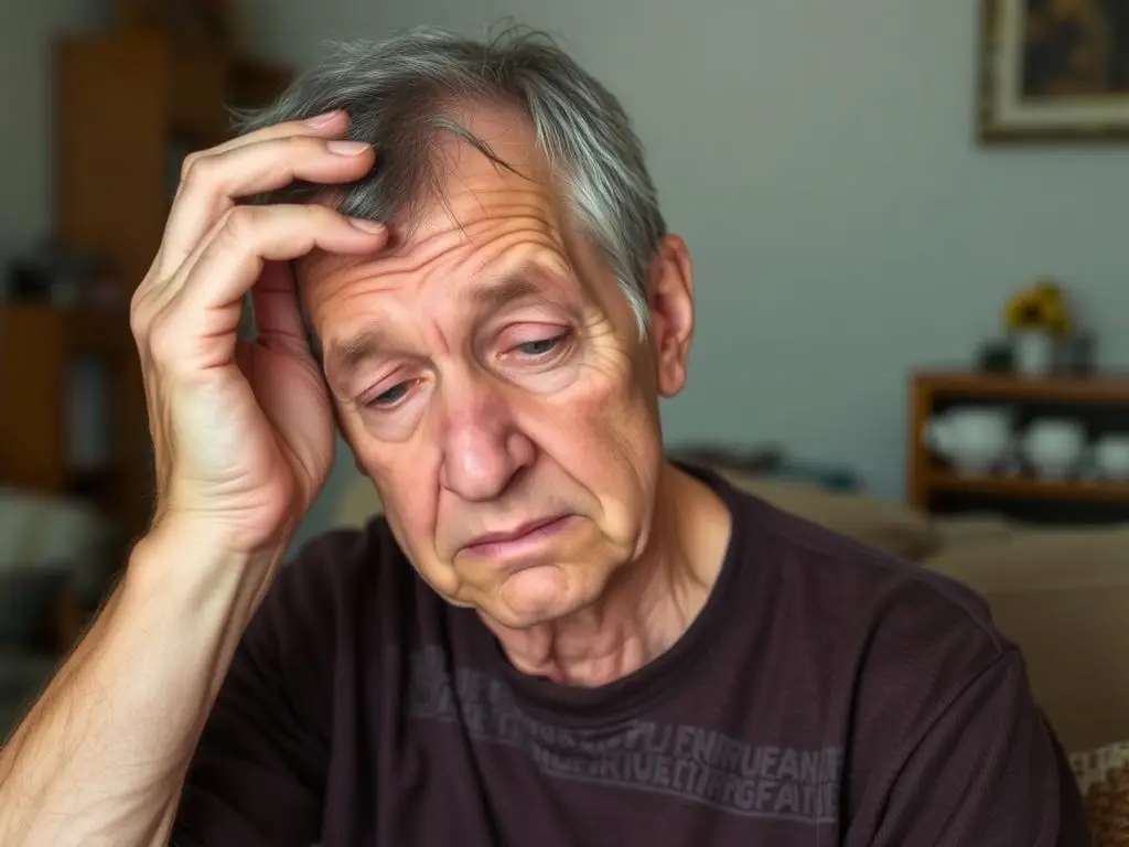 Person showing signs of moderate dehydration including dizziness and fatigue Person showing signs of moderate dehydration including dizziness and fatigue