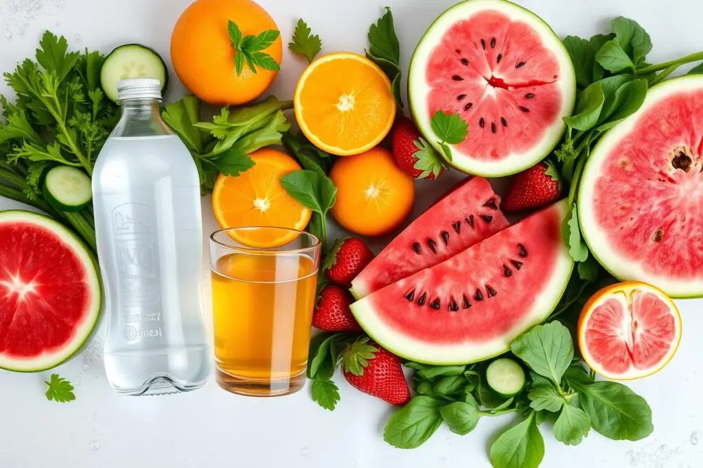Various hydrating foods and beverages Various hydrating foods and beverages