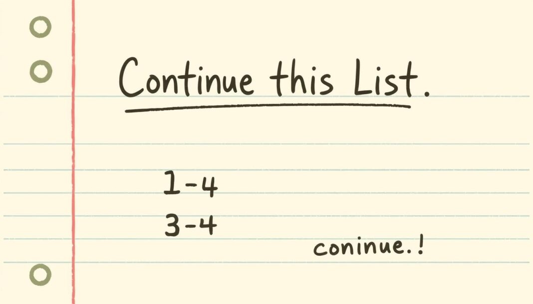 Continue this list, with no additional information: