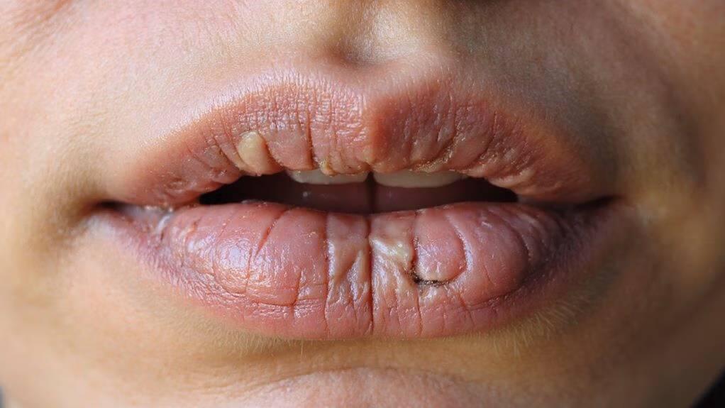 cracked lips indicate dehydration