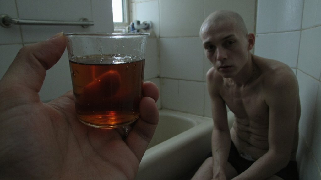 very dark scant urine