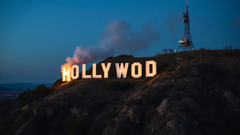 hollywood sign fire rumors