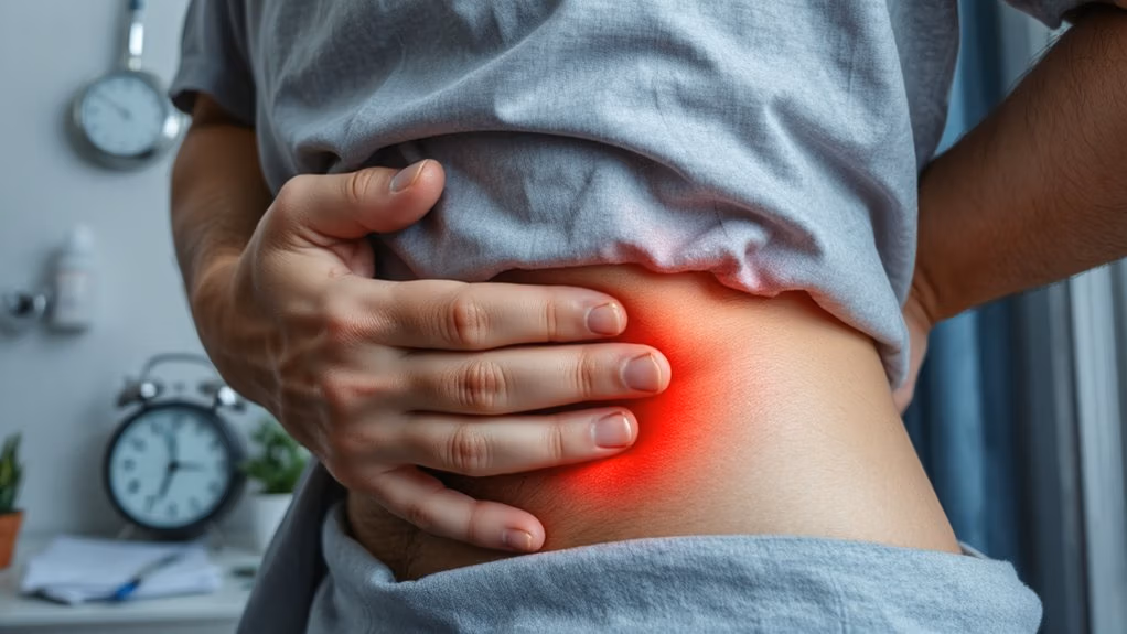 sudden sharp abdominal pain